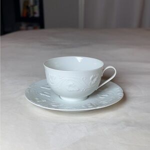 Set Of 6 Charles Field Haviland Imperatrice All White Flat Cup And Saucer Sets